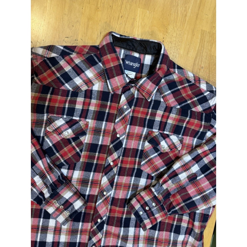 Wrangler Western Pearl Snap Shirt Men's 3XLT Tall Red‎ Plaid Cotton Cowboy